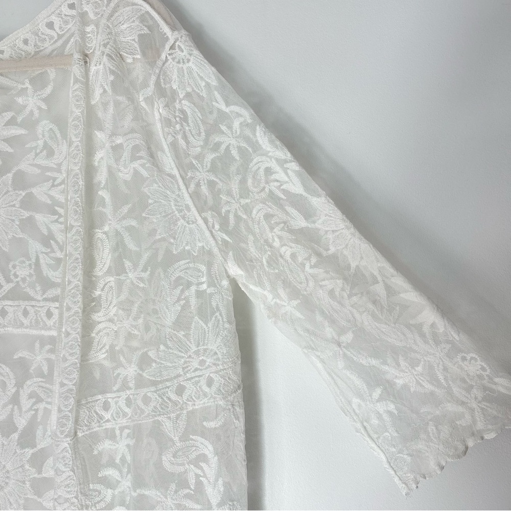 Sundance White Lace Duster Kimono Cardigan Size 2XL -Beach Boho Wedding - Picture 4 of 16